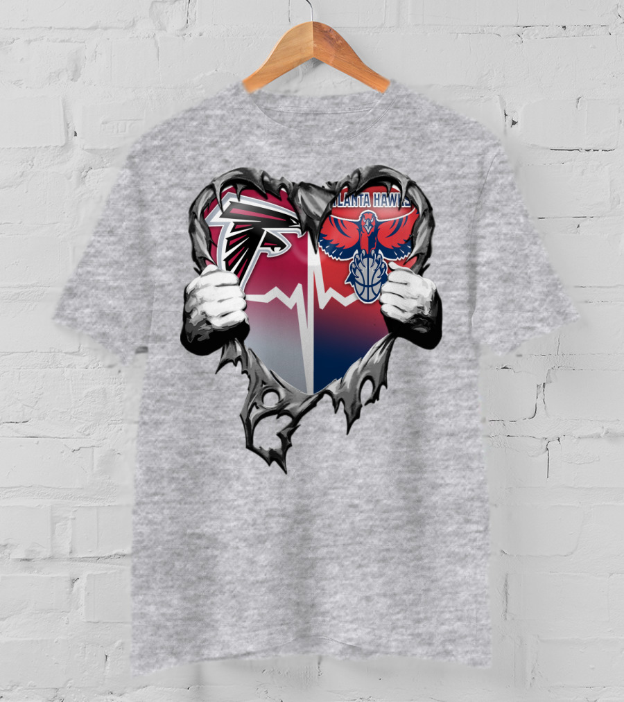 Atlanta Falcons Atlanta Hawks Heartbeat Rip Effect T-Shirt