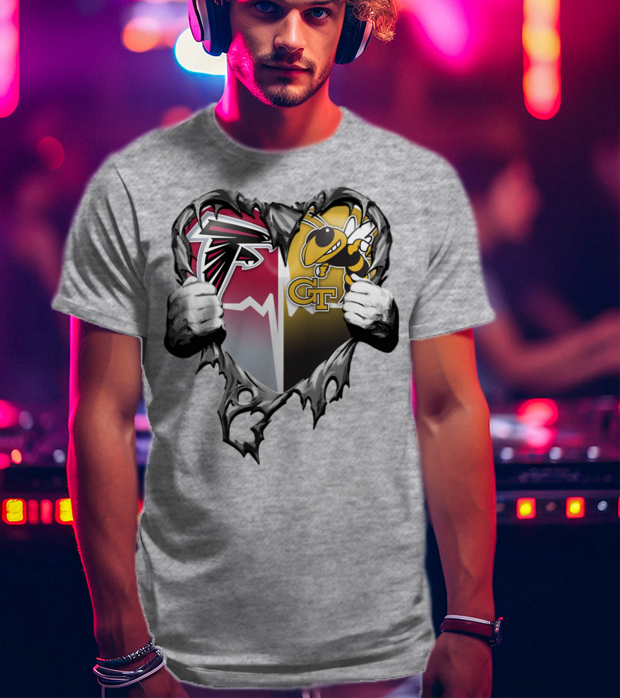 Falcons Georgia Tech Yellow Jackets Breaking Heart T-Shirt