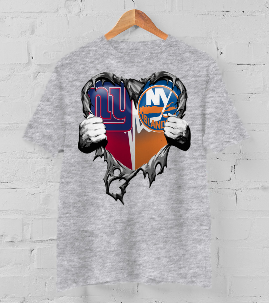 Ny Giants And Ny Islanders Heart T-Shirt