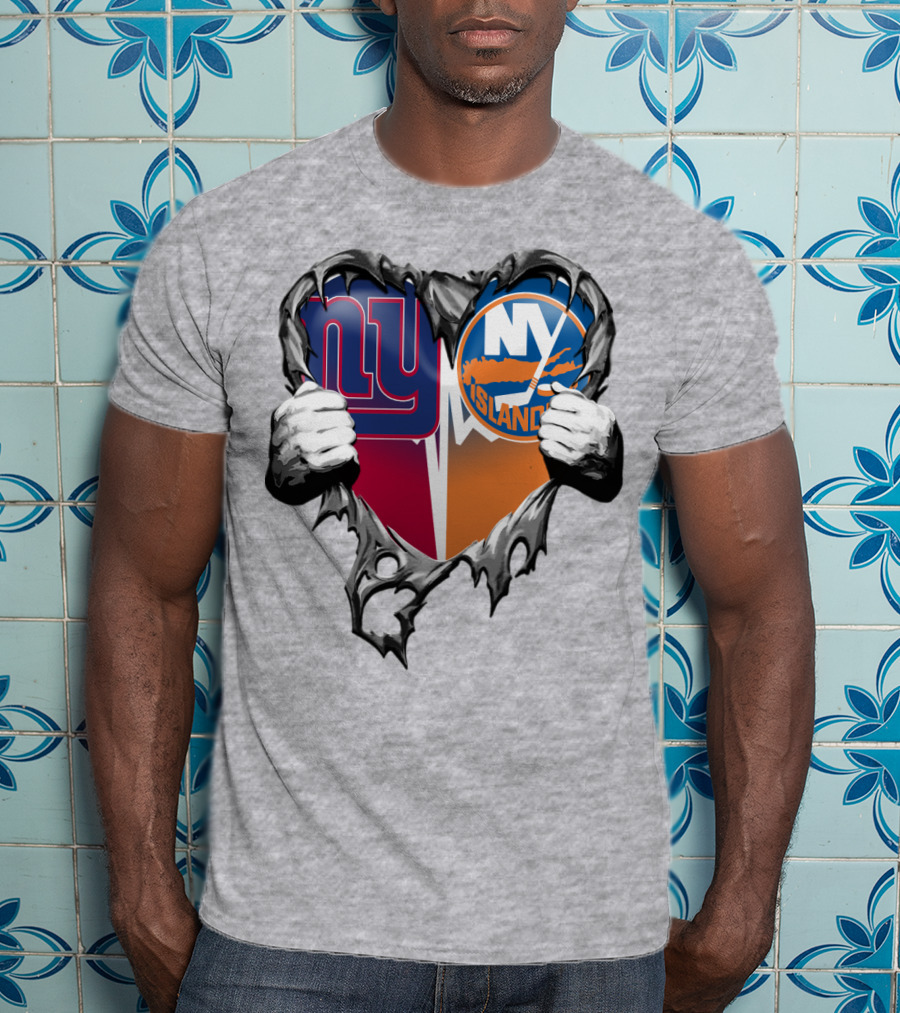 Ny Giants And Ny Islanders Heart T-Shirt