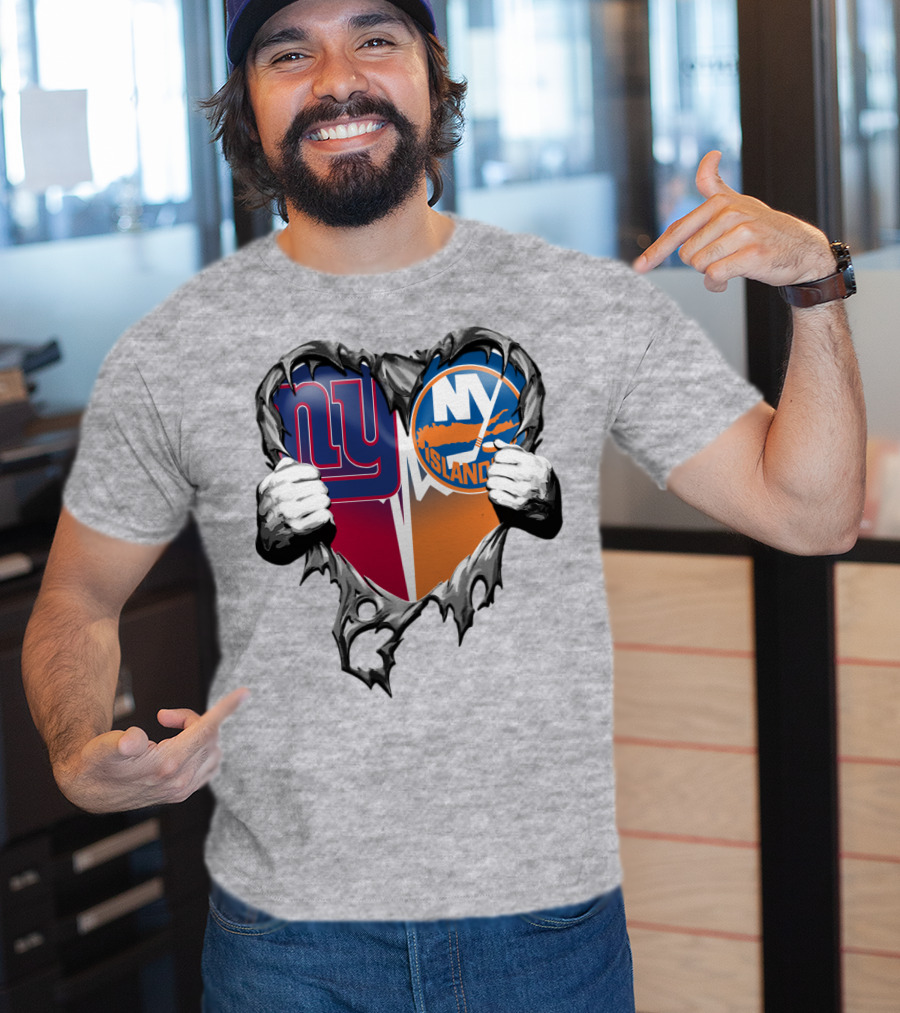 Ny Giants And Ny Islanders Heart T-Shirt