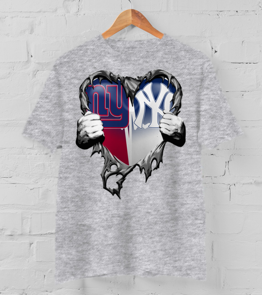 New York Giants Ny Yankees Heart T-Shirt