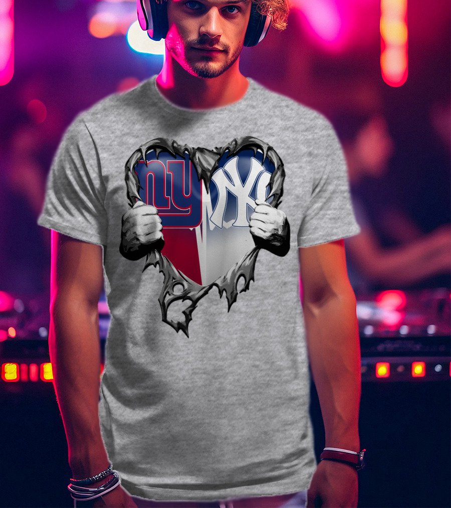 New York Giants Ny Yankees Heart T-Shirt