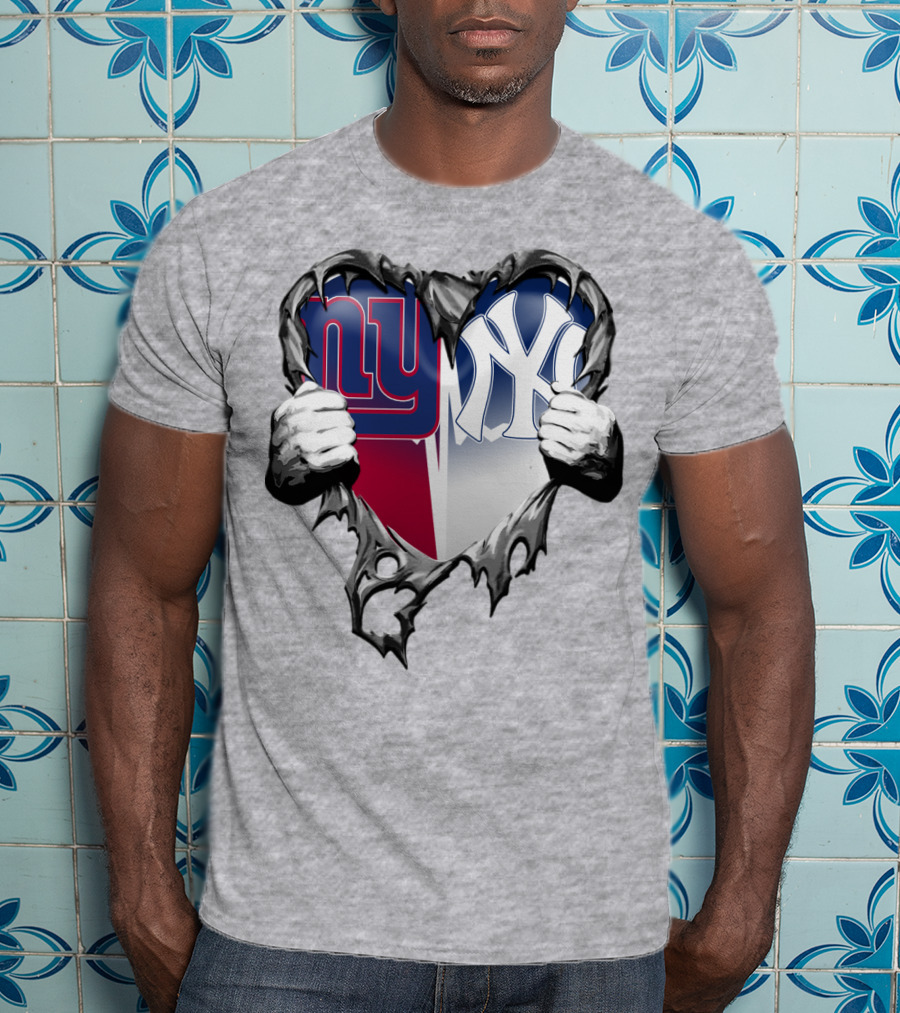New York Giants Ny Yankees Heart T-Shirt