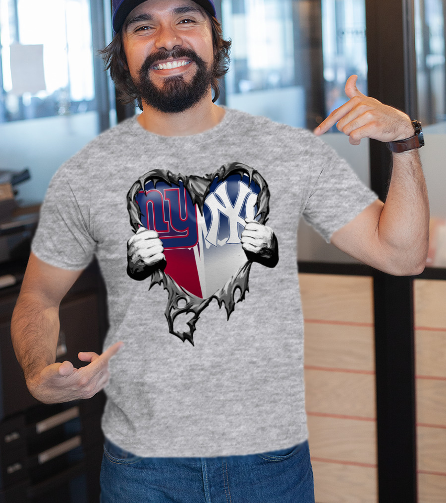 New York Giants Ny Yankees Heart T-Shirt