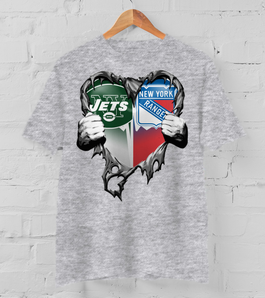 New York Jets Rangers Heart Split T-Shirt