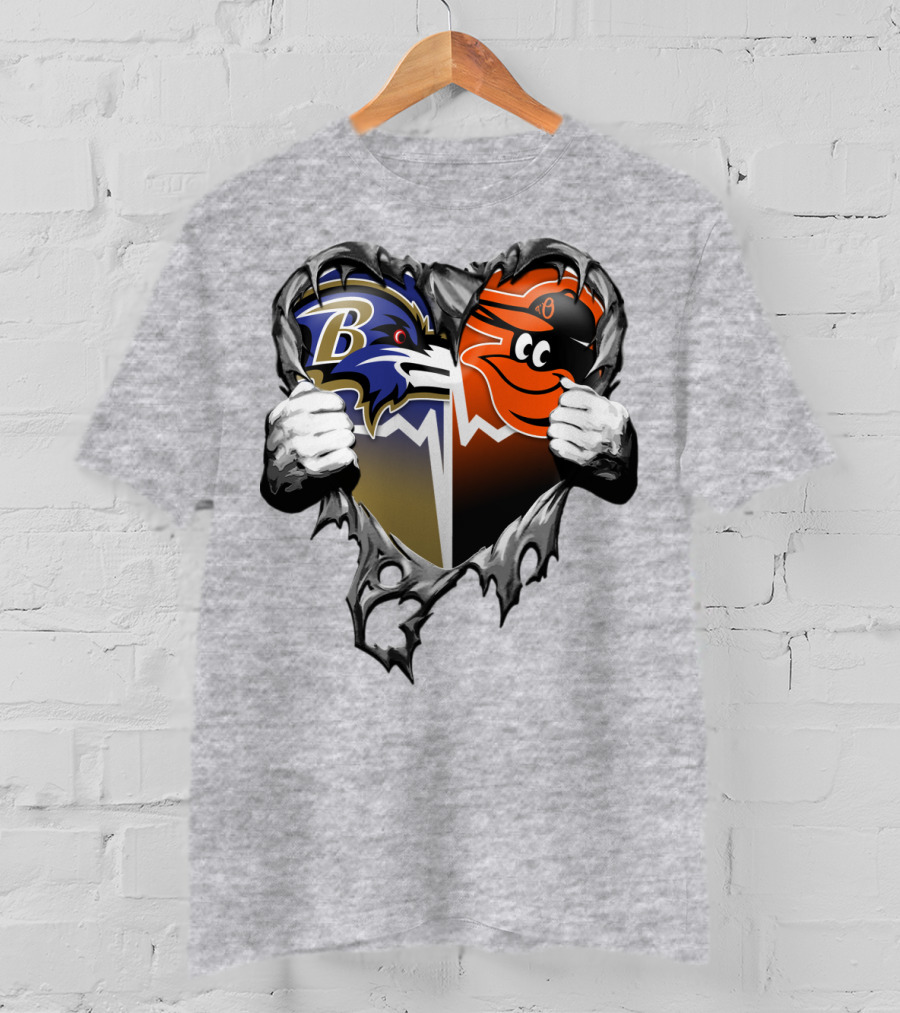 Baltimore Ravens Orioles Heart T-Shirt
