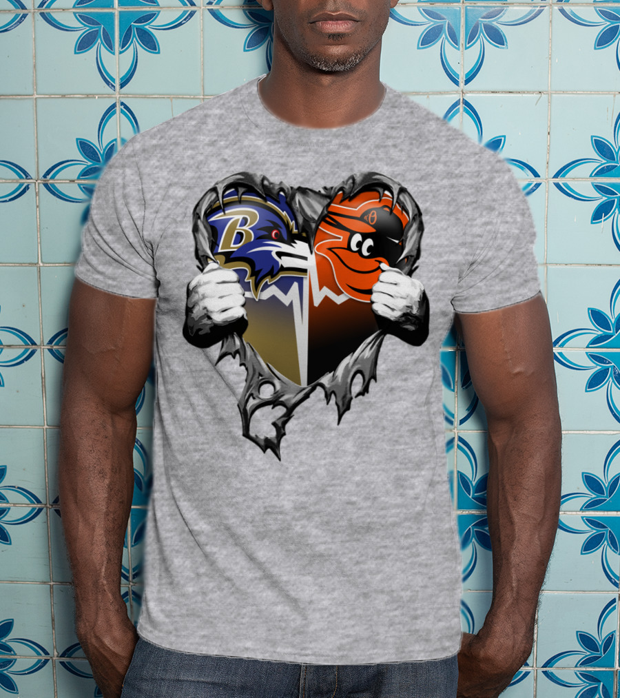 Baltimore Ravens Orioles Heart T-Shirt