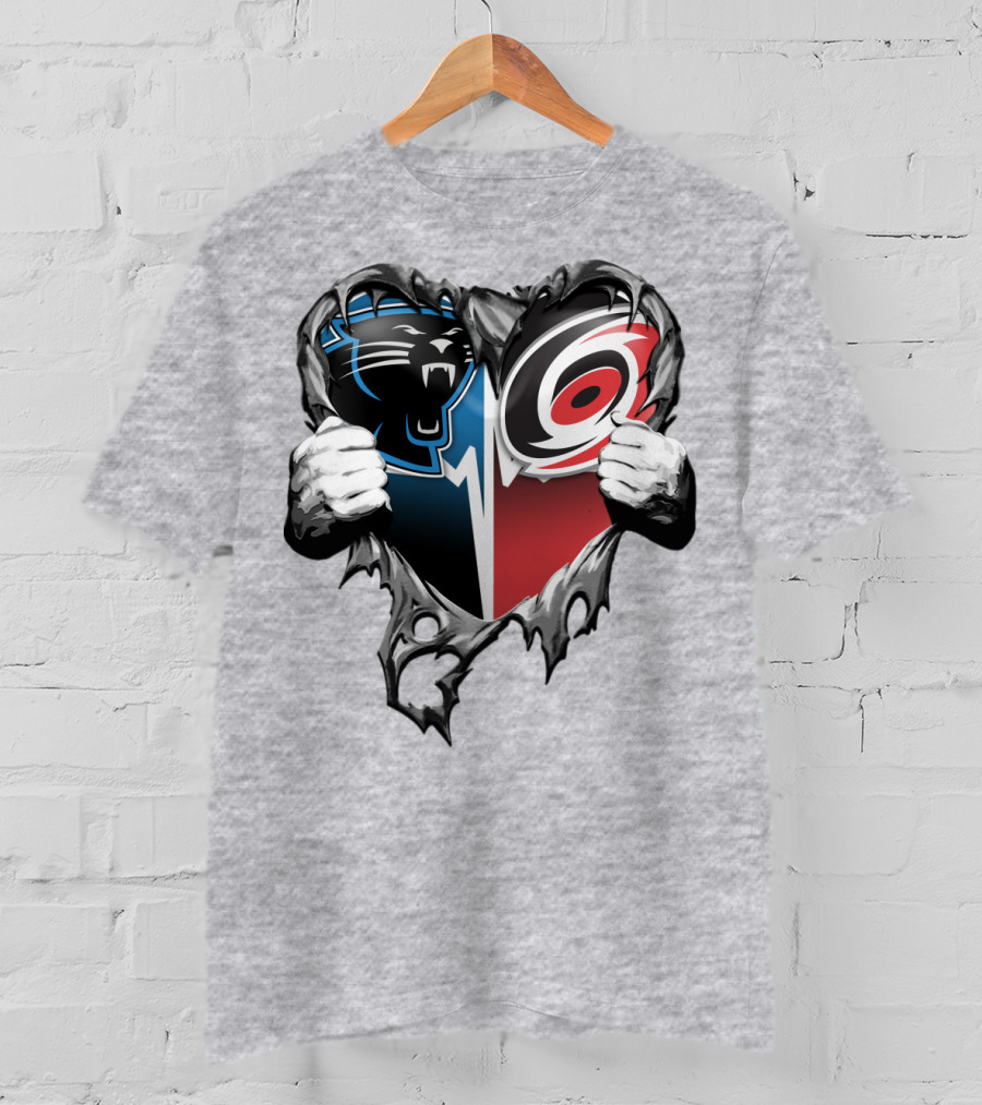 Carolina Panthers Hurricanes Heart T-Shirt