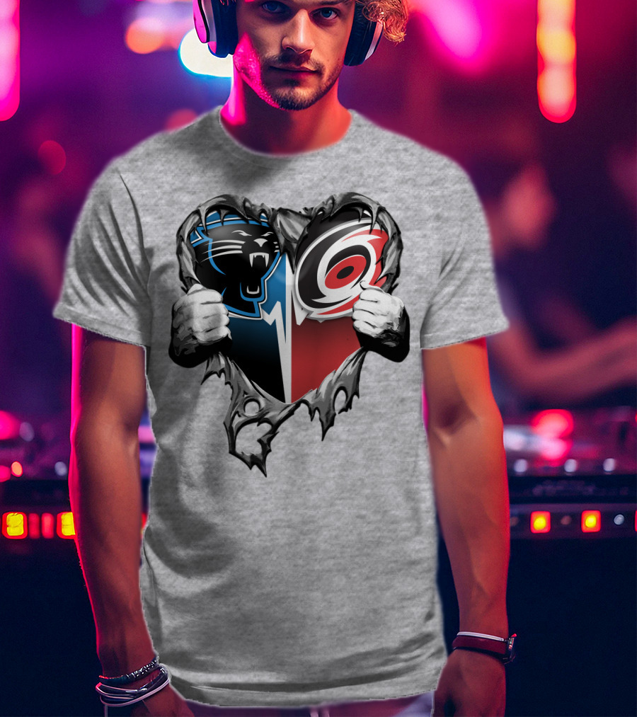 Carolina Panthers Hurricanes Heart T-Shirt