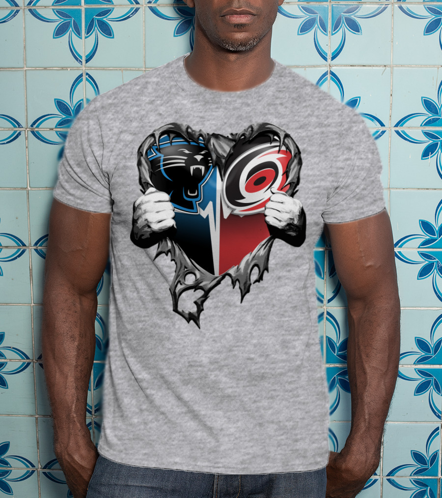 Carolina Panthers Hurricanes Heart T-Shirt