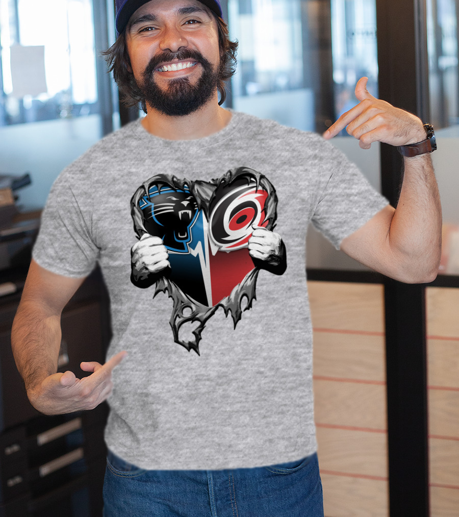 Carolina Panthers Hurricanes Heart T-Shirt