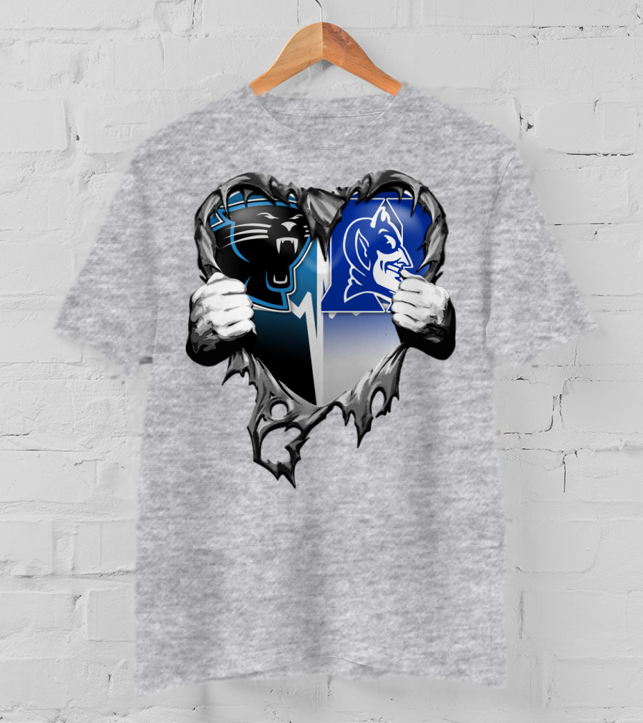 Carolina Panthers Duke Blue Devils Heart T-Shirt