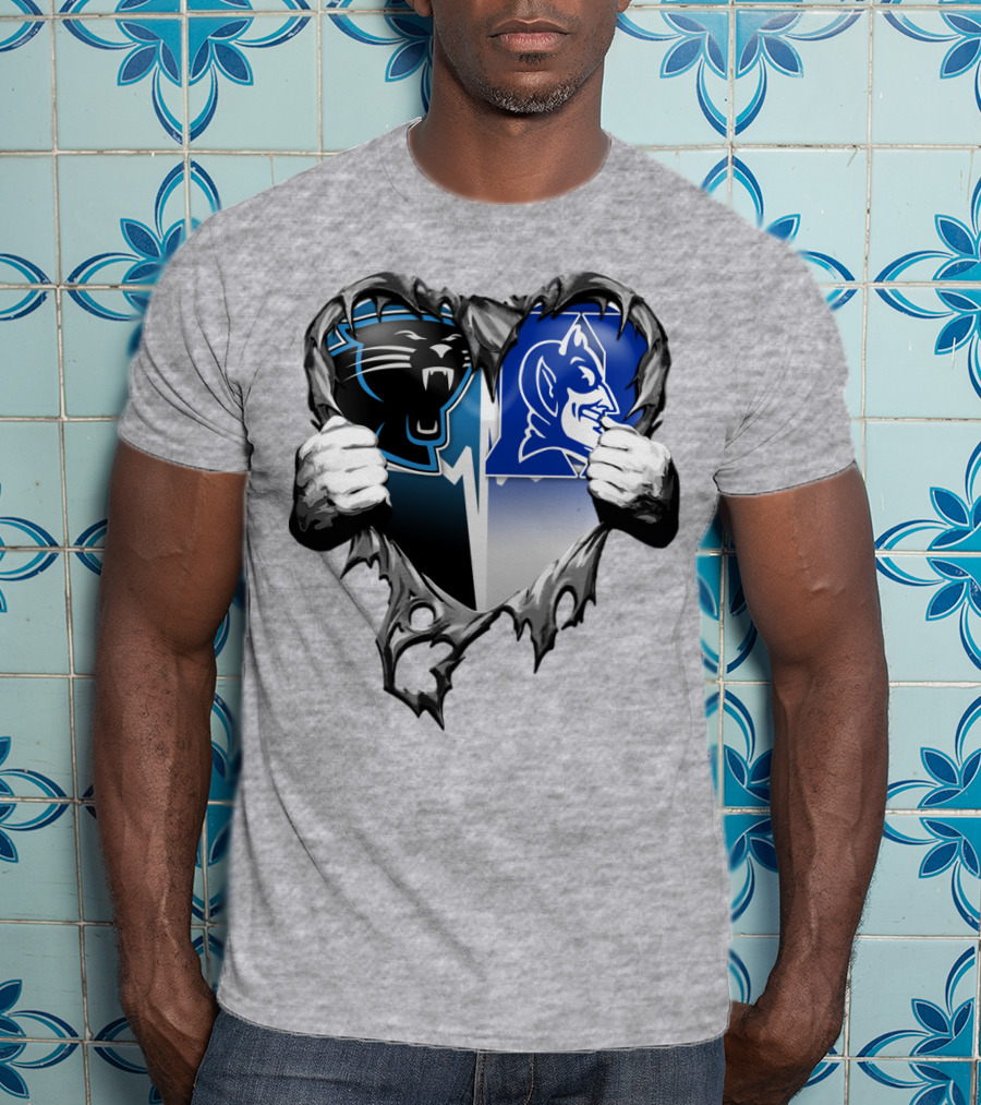 Carolina Panthers Duke Blue Devils Heart T-Shirt