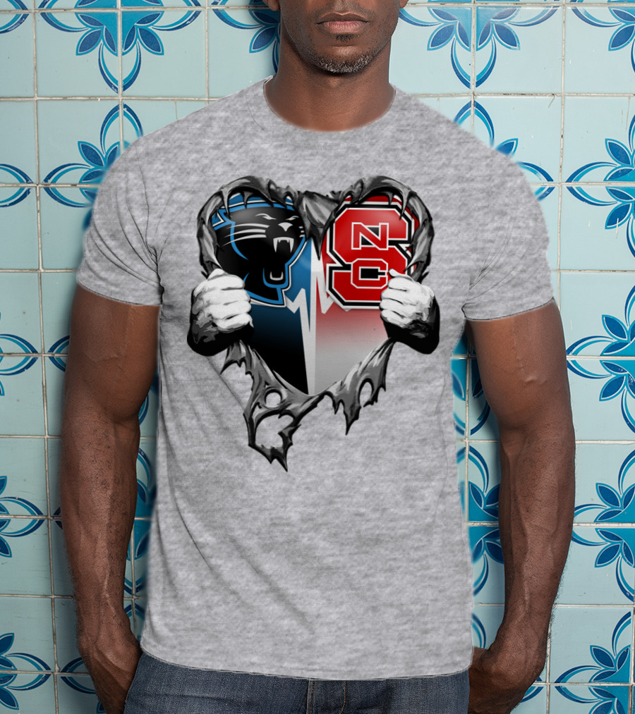 Carolina Panthers Nc State Heart T-Shirt