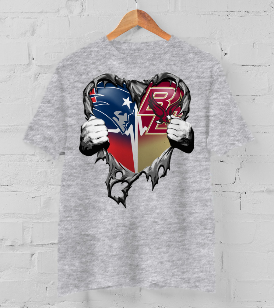 New England Patriots Boston College Eagles Heart T-Shirt