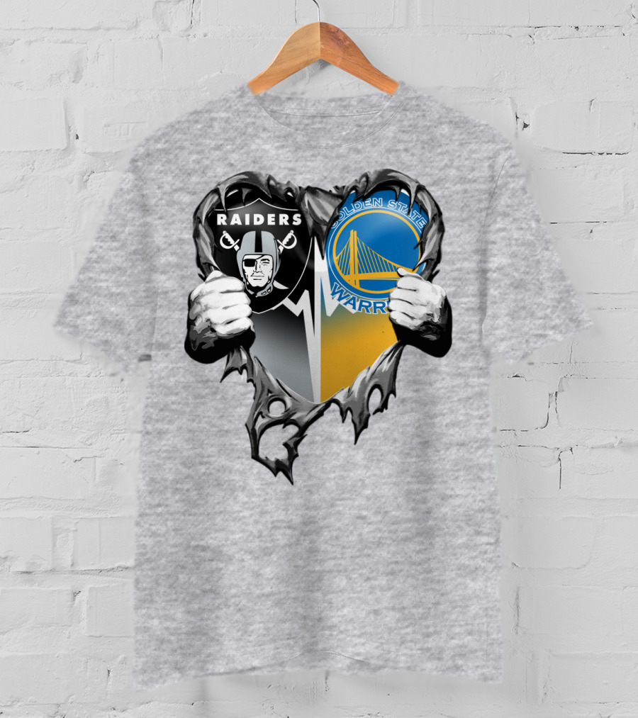 Raiders Golden State Warriors Heart Logo Xatt094 T-Shirt