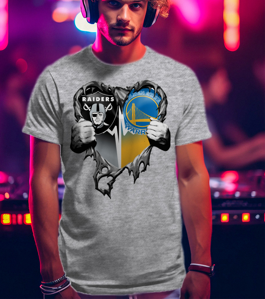 Raiders Golden State Warriors Heart Logo Xatt094 T-Shirt