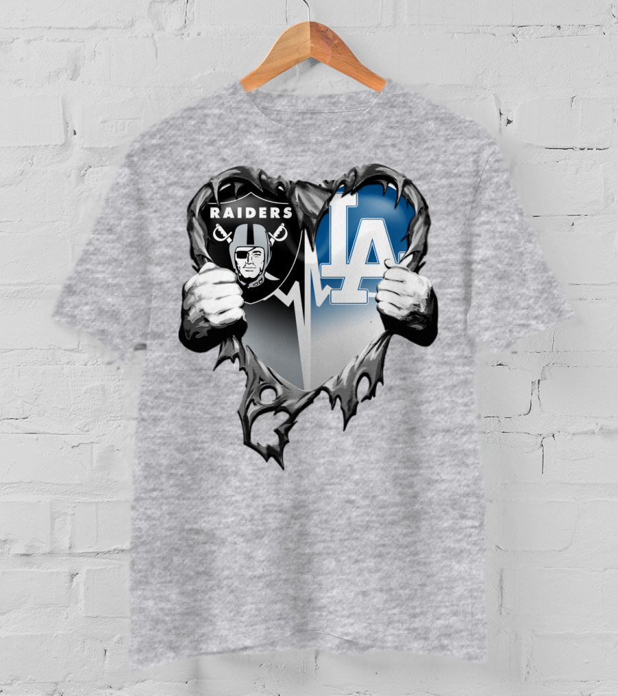 Raiders La Dodgers Heart Design Xatt095 T-Shirt