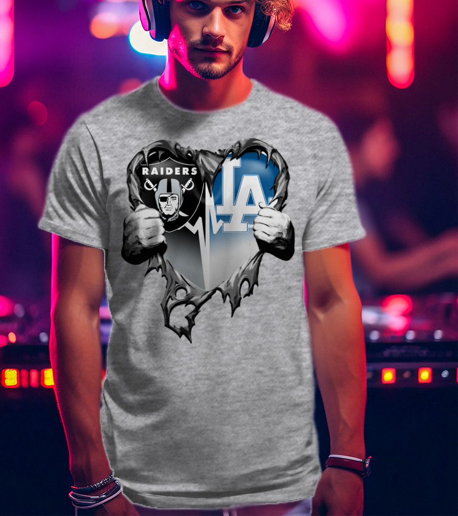 Raiders La Dodgers Heart Design Xatt095 T-Shirt
