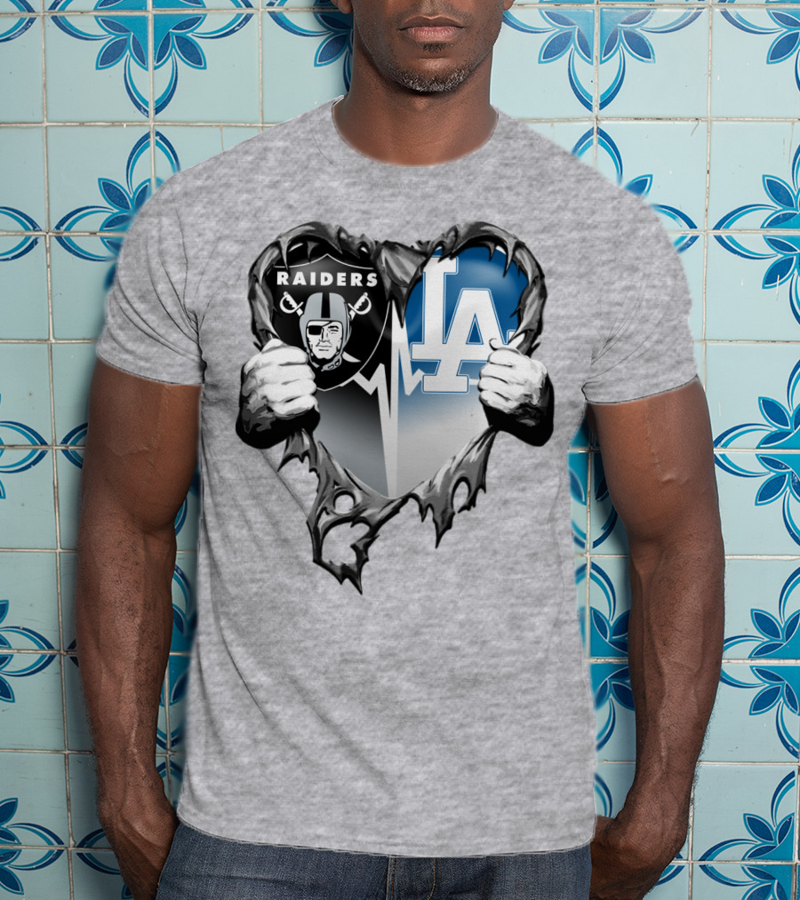 Raiders La Dodgers Heart Design Xatt095 T-Shirt