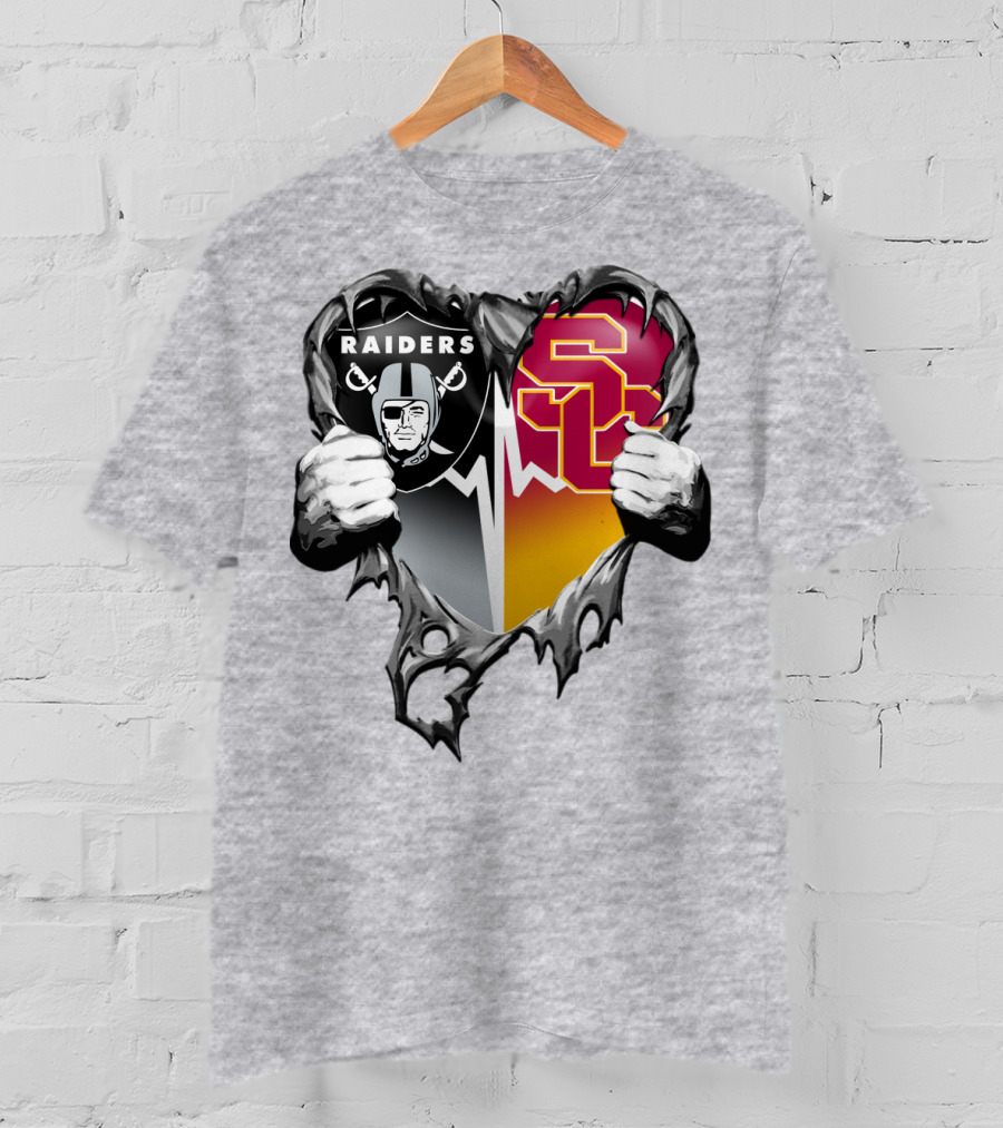 Raiders Usc Heart Logo Mashup T-Shirt