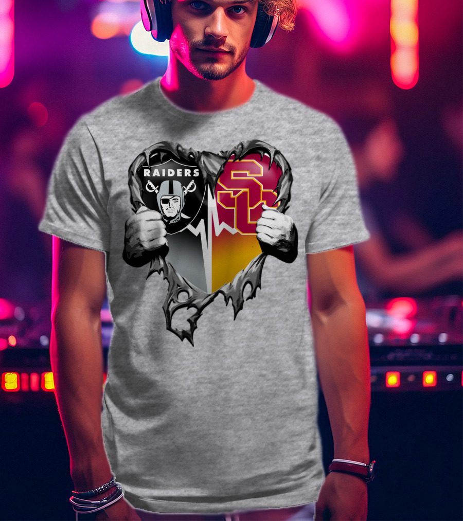 Raiders Usc Heart Logo Mashup T-Shirt