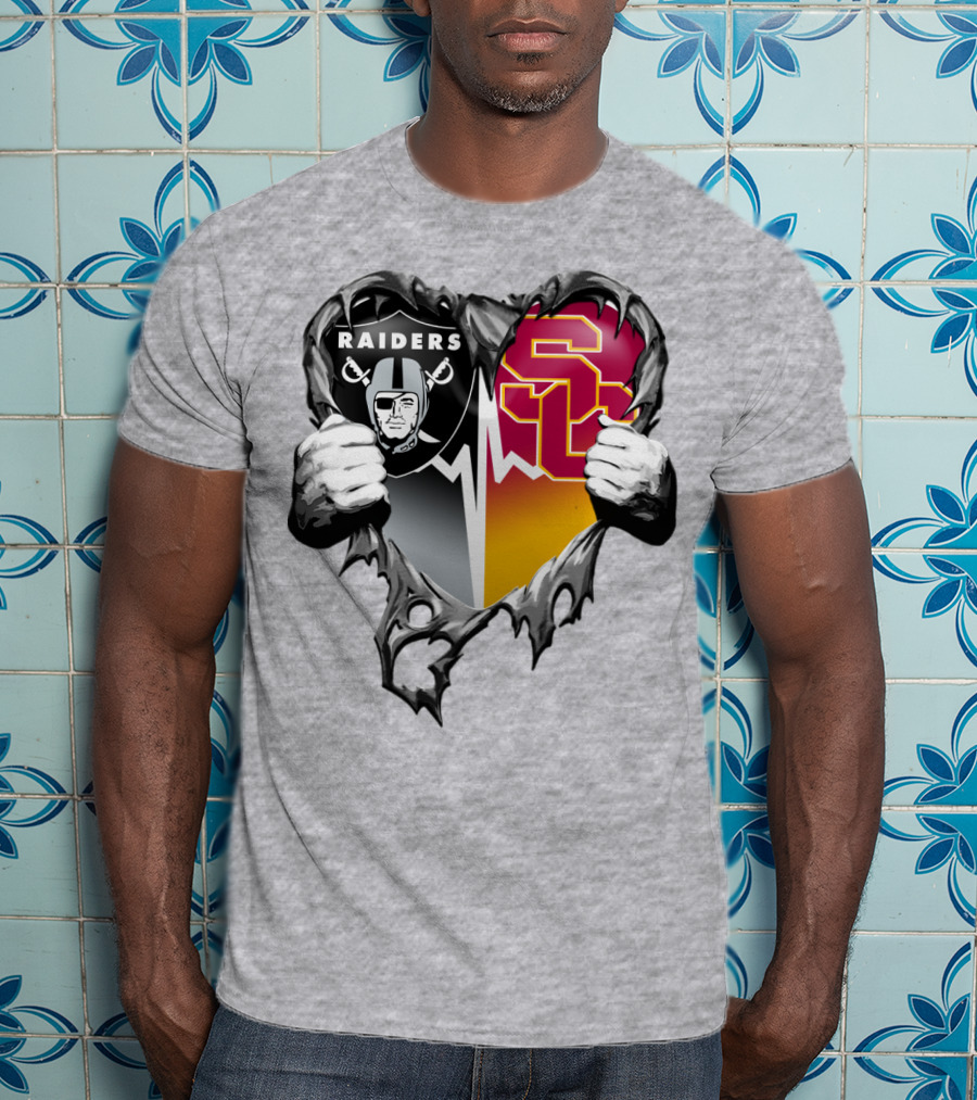Raiders Usc Heart Logo Mashup T-Shirt