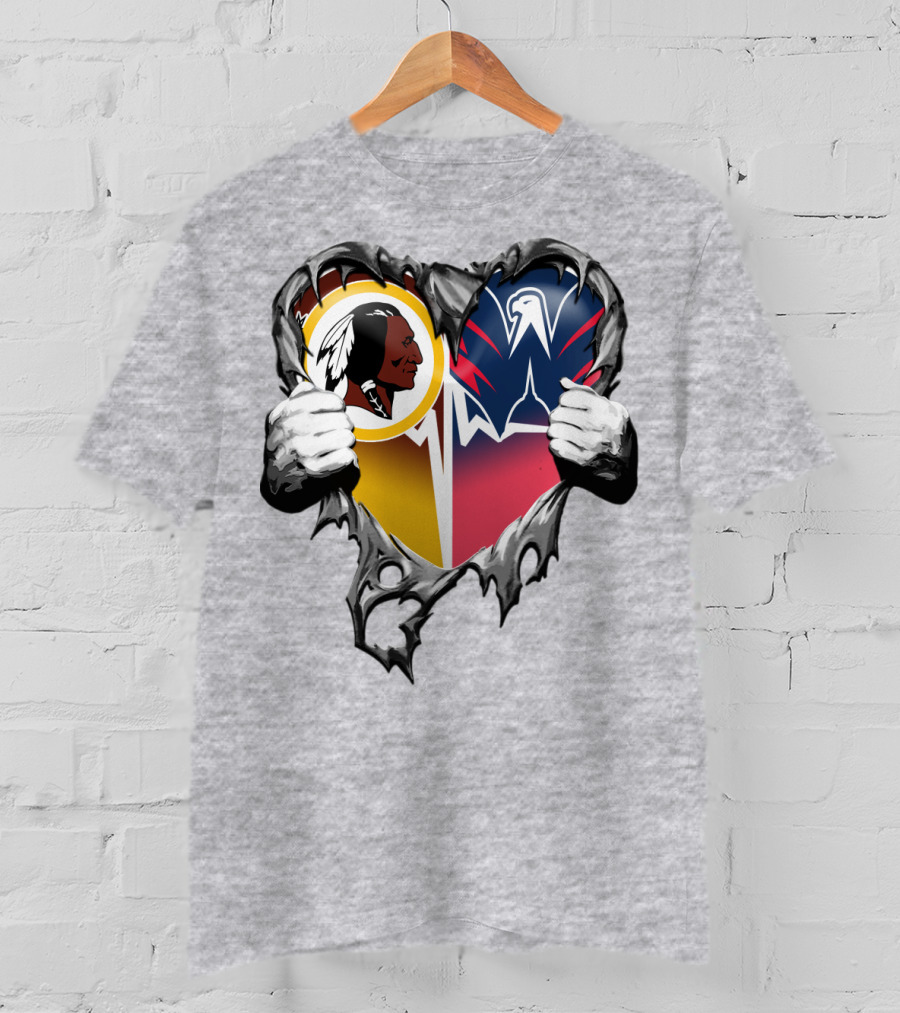 Washington Redskins Wizards Heart Logo Mashup T-Shirt