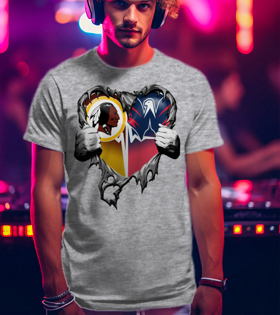 Washington Redskins Wizards Heart Logo Mashup T-Shirt