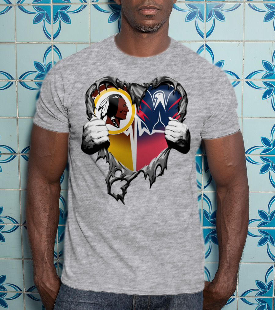 Washington Redskins Wizards Heart Logo Mashup T-Shirt