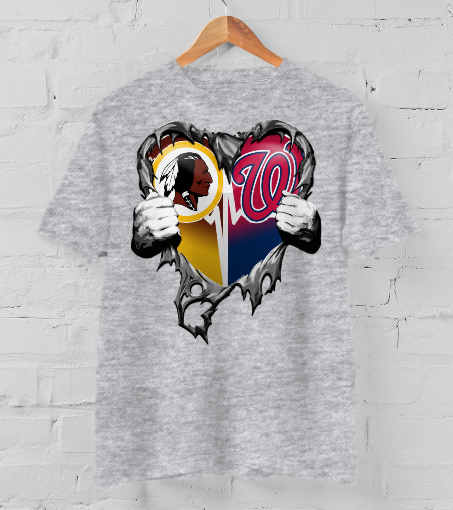 Washington Football Team And Nationals Heart Design Xatt105 T-Shirt