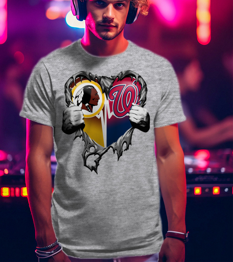Washington Football Team And Nationals Heart Design Xatt105 T-Shirt