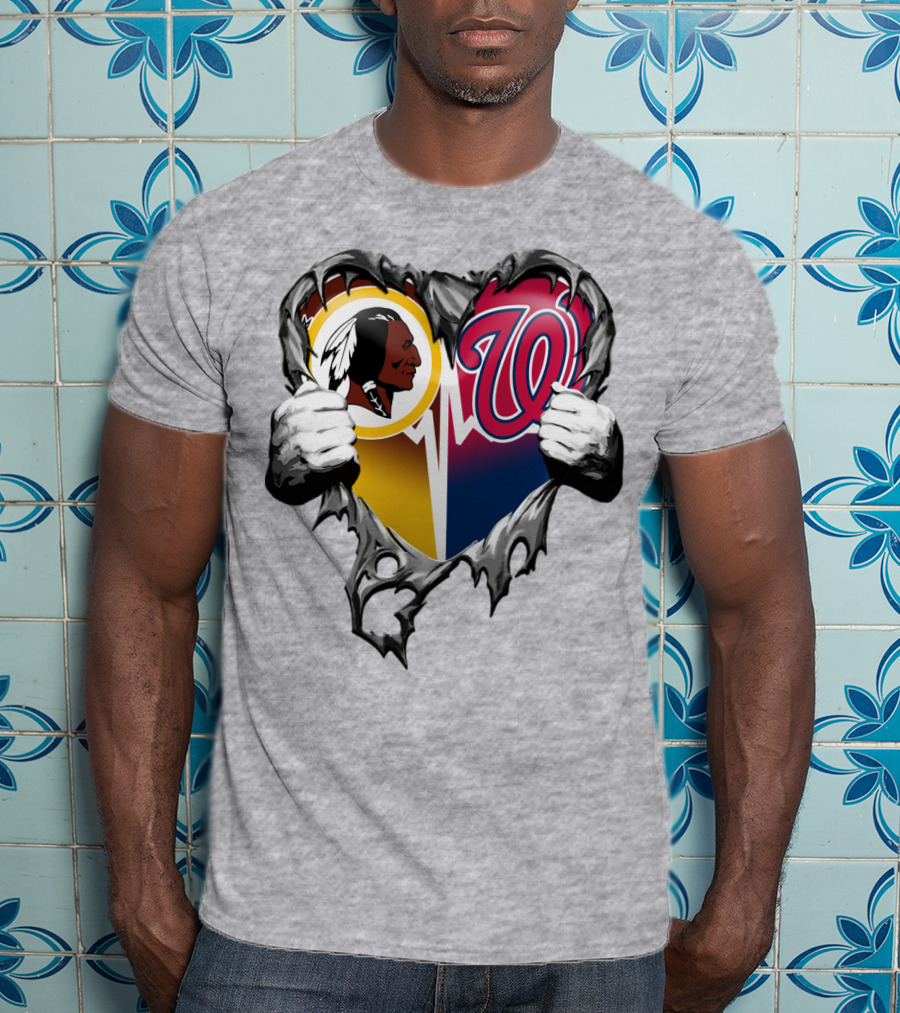 Washington Football Team And Nationals Heart Design Xatt105 T-Shirt