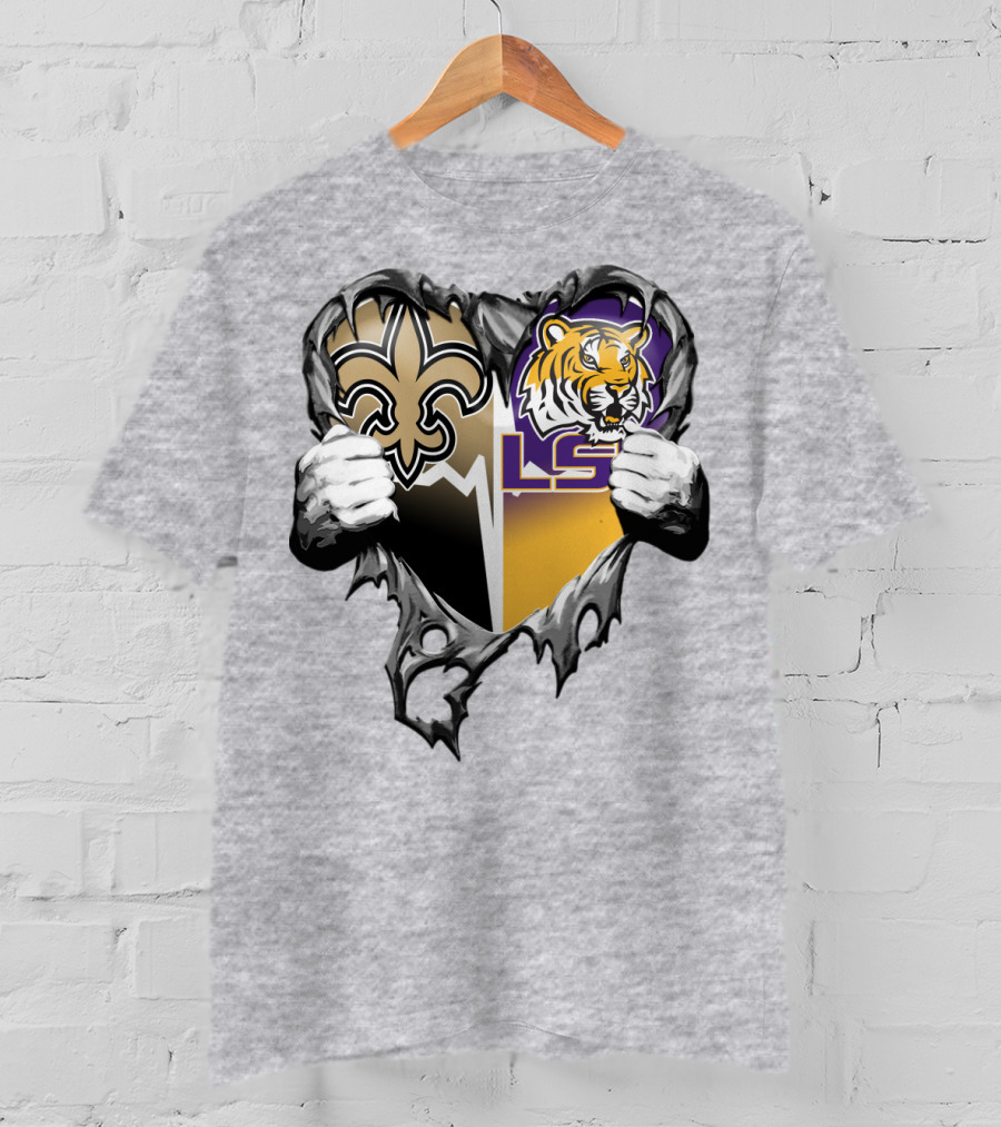 New Orleans Saints Lsu Tigers Heart T-Shirt