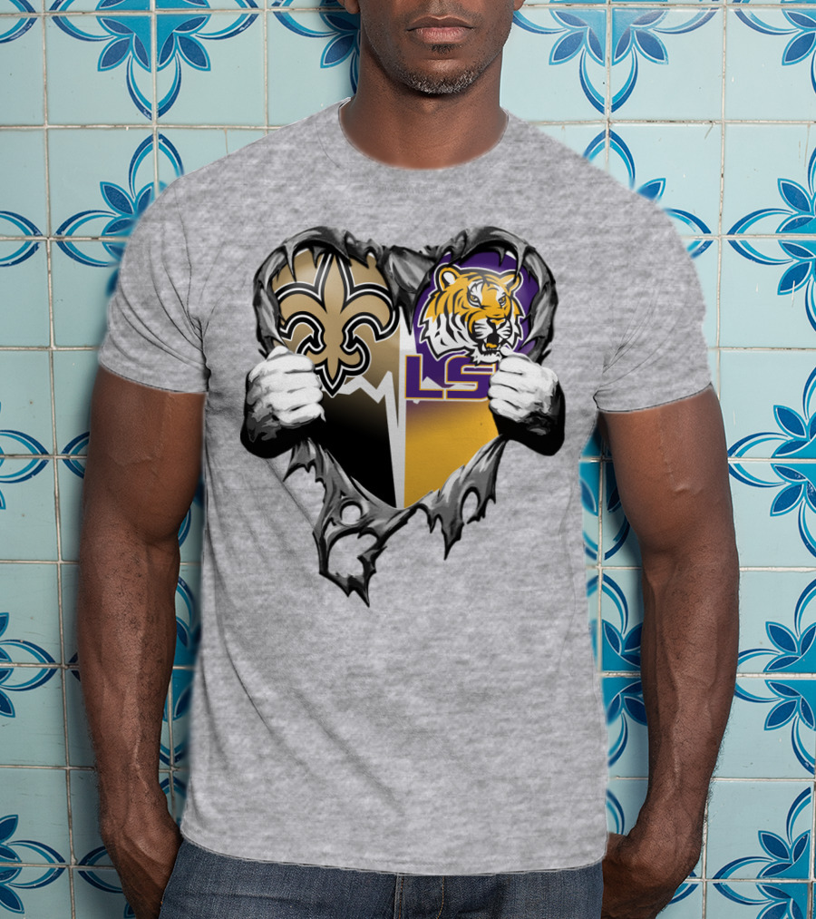 New Orleans Saints Lsu Tigers Heart T-Shirt