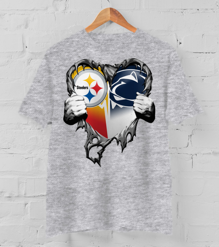 Steelers Penn State Heart Logo Hands T-Shirt