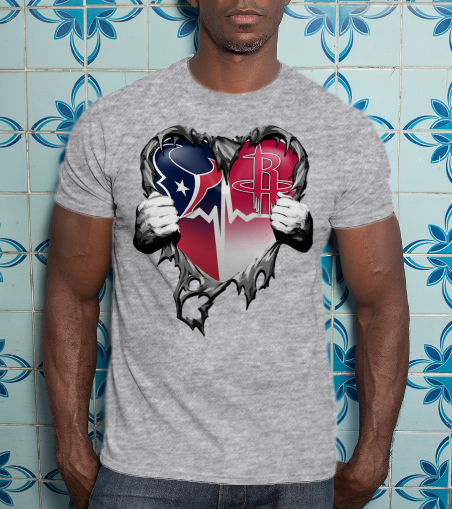 Texans Rockets Heartbeat Fusion Burst T-Shirt