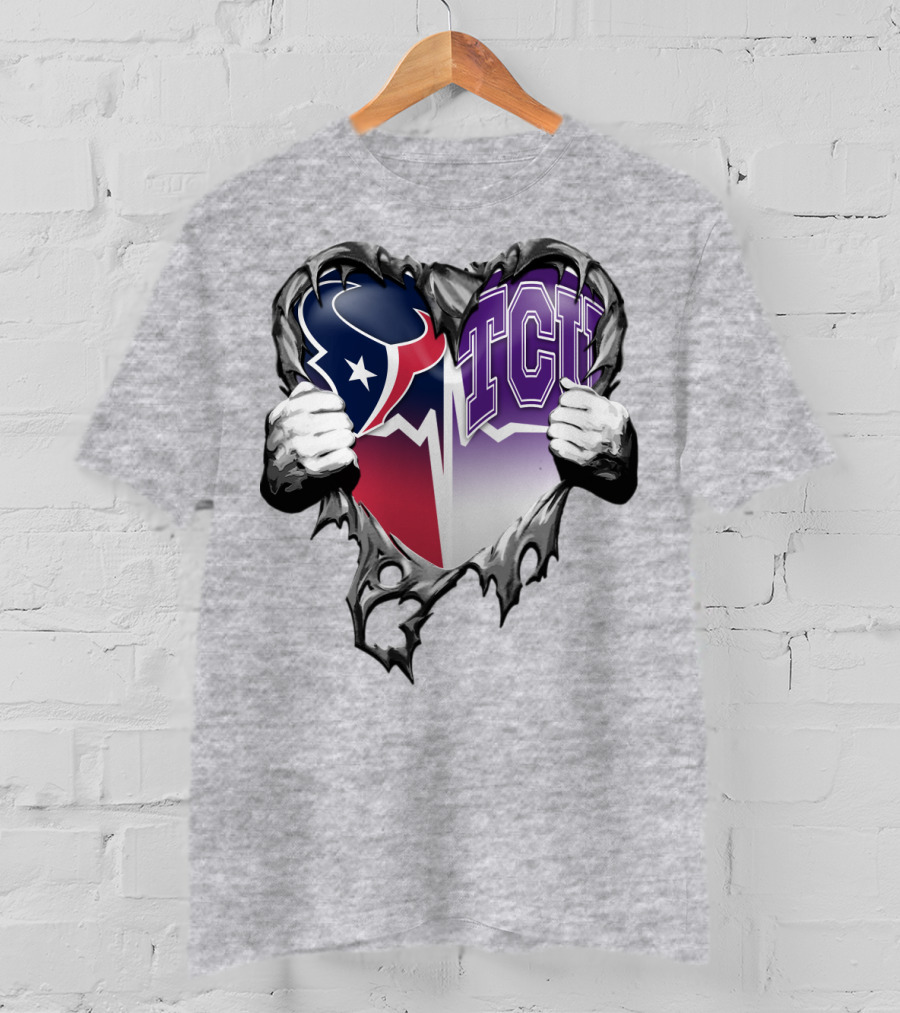 Houston Texans Tcu Horned Frogs Heart T-Shirt