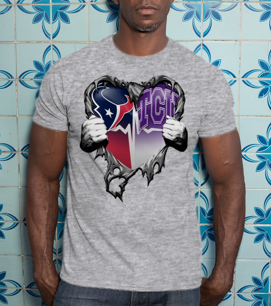 Houston Texans Tcu Horned Frogs Heart T-Shirt