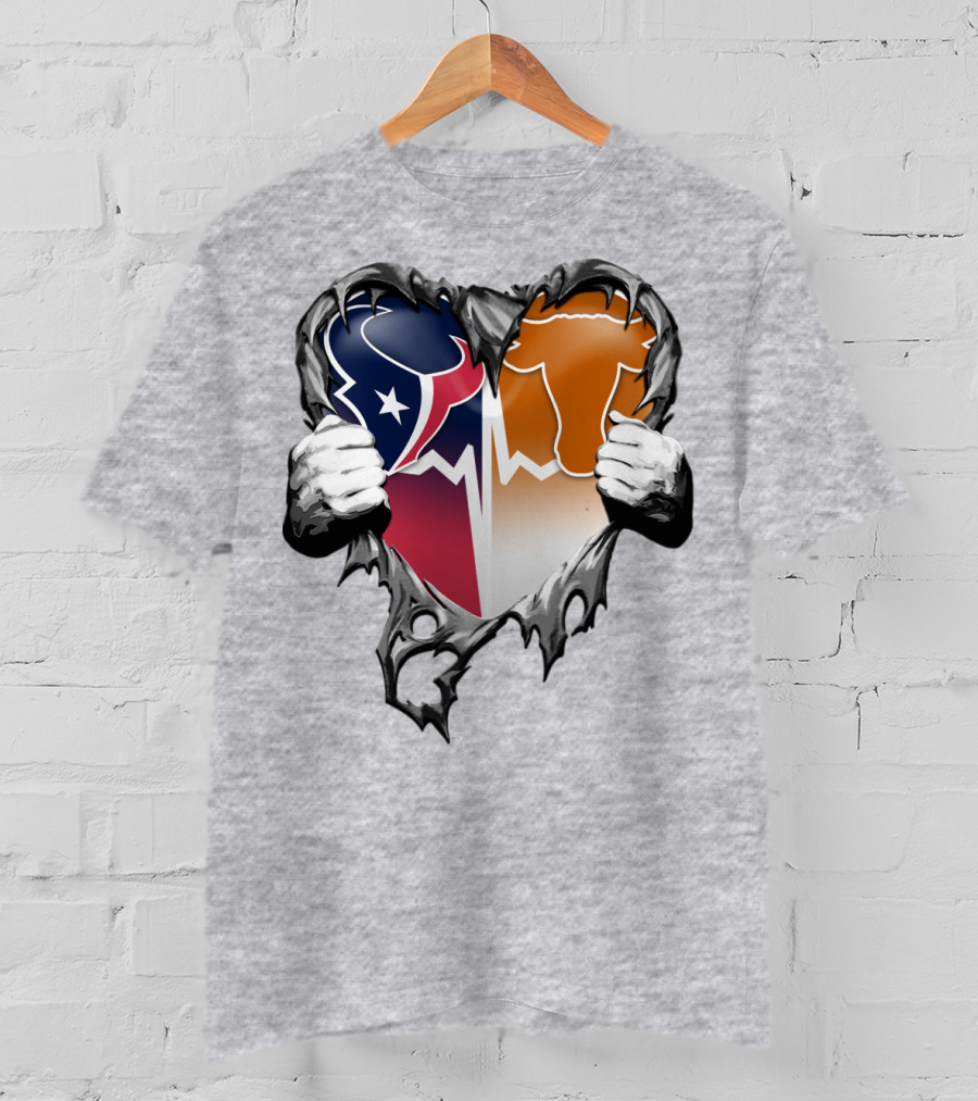 Houston Texans Dallas Cowboys Split Heart T-Shirt