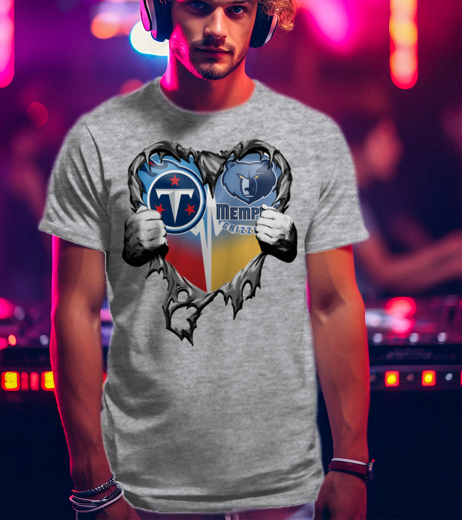 Titan Pride Grizzlies Heart Fusion T-Shirt