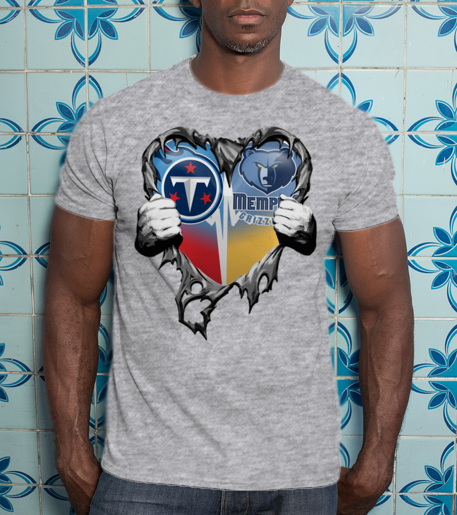 Titan Pride Grizzlies Heart Fusion T-Shirt