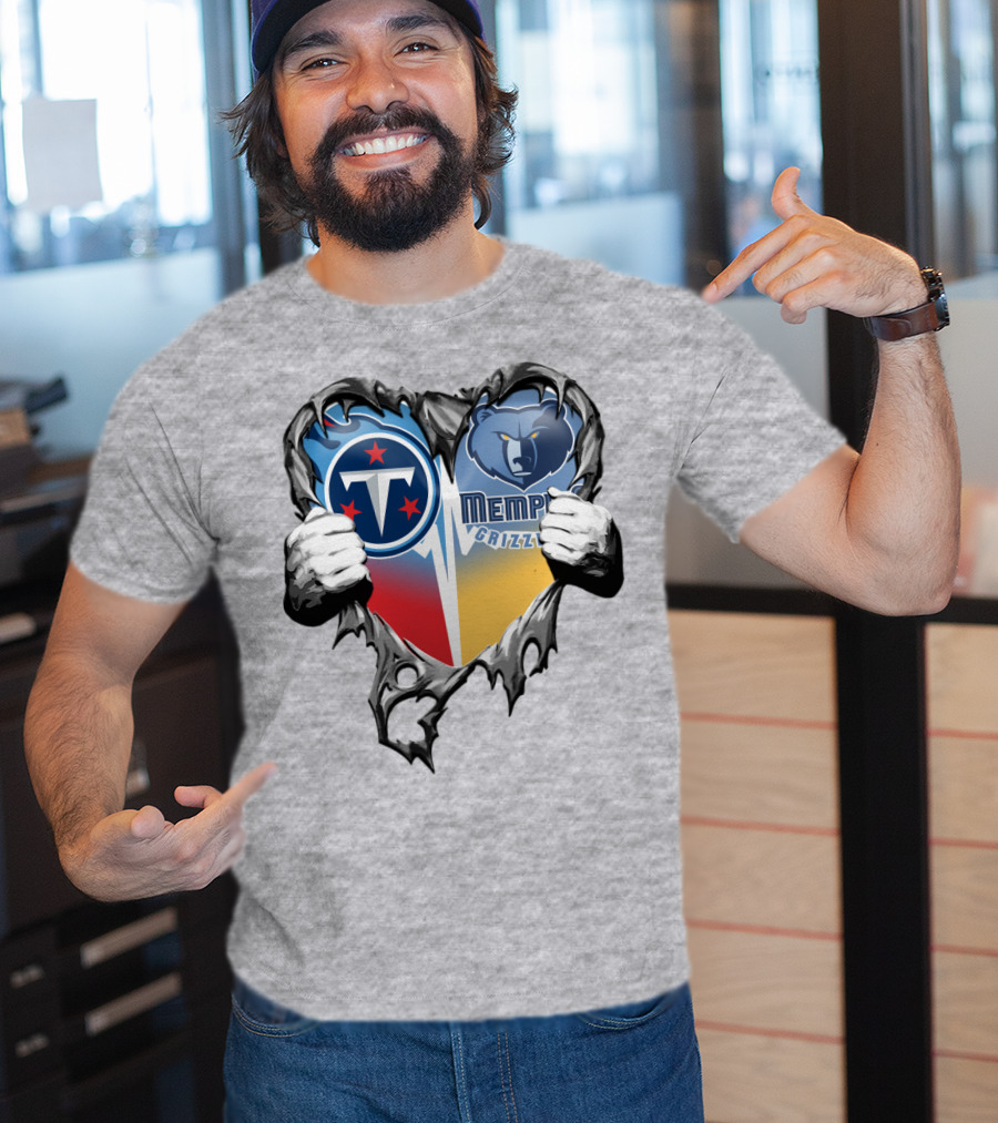 Titan Pride Grizzlies Heart Fusion T-Shirt