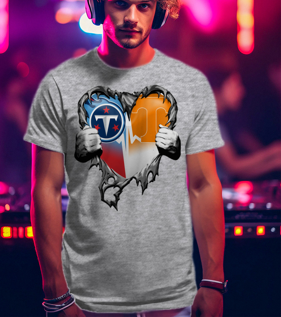 Tennessee Titans And Volunteers Heart T-Shirt