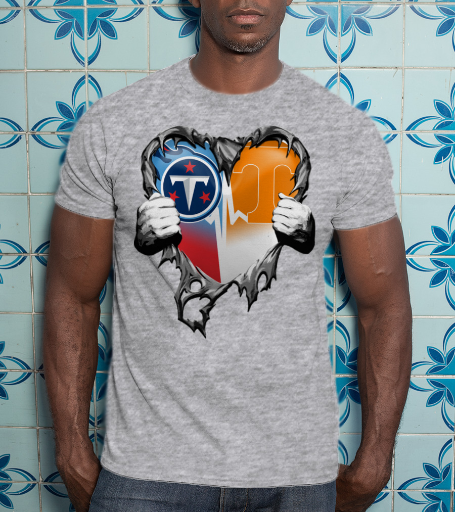Tennessee Titans And Volunteers Heart T-Shirt