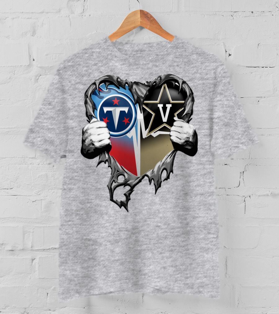 Tennessee Titans And Vanderbilt Commodores Heart T-Shirt
