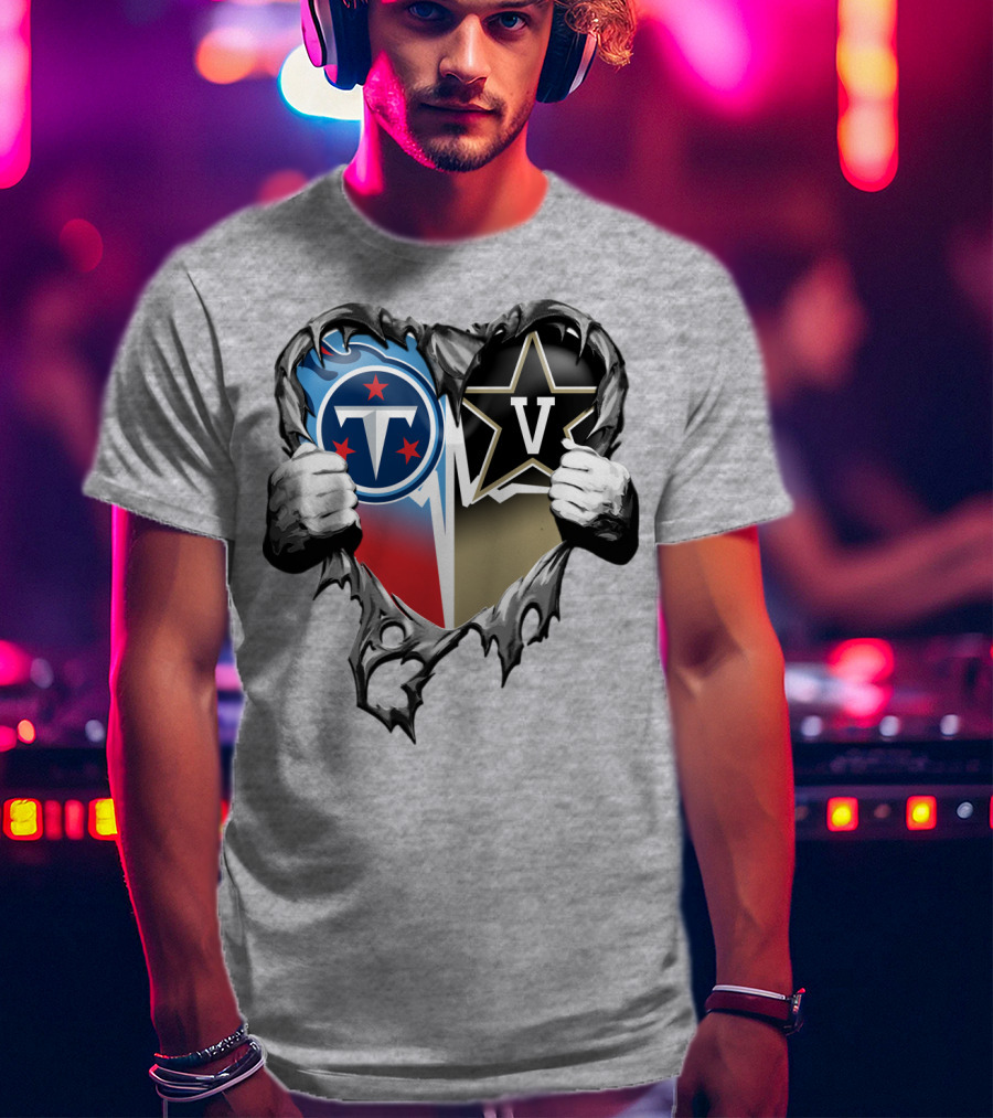 Tennessee Titans And Vanderbilt Commodores Heart T-Shirt