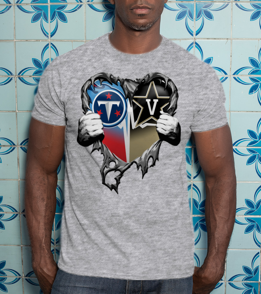 Tennessee Titans And Vanderbilt Commodores Heart T-Shirt