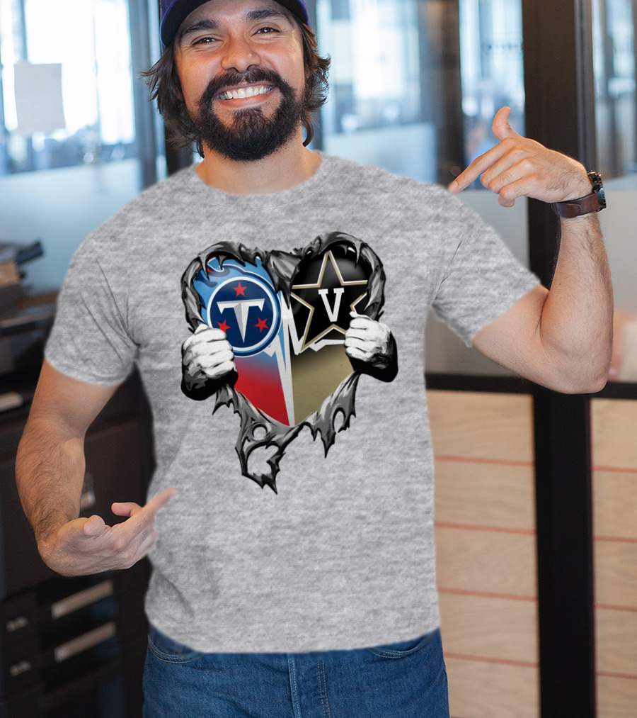 Tennessee Titans And Vanderbilt Commodores Heart T-Shirt